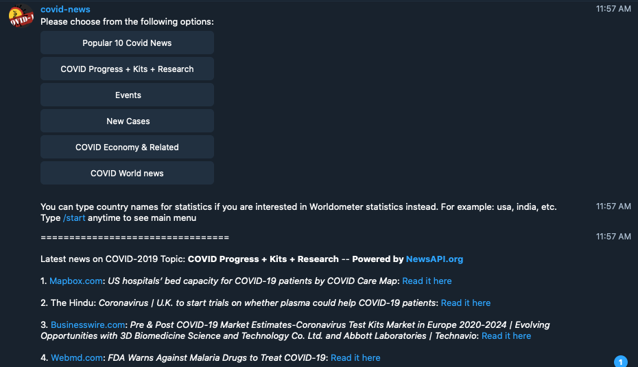 Covid Information On Telegram Bot Using Python Git And Heroku Sidd S Universe Covid Information On Telegram Bot Using Python Git And Heroku Sidd S Universe